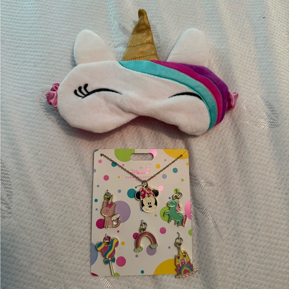 Disney Minnie Necklace with Charms & Unicorn Sleep Mask